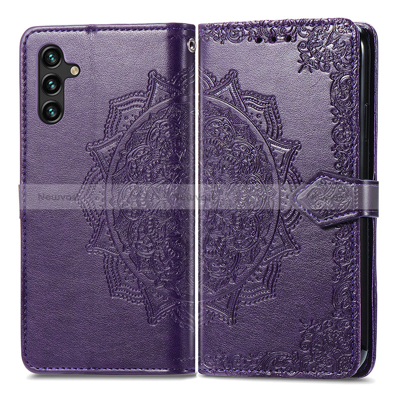 Leather Case Stands Fashionable Pattern Flip Cover Holder for Samsung Galaxy A04s