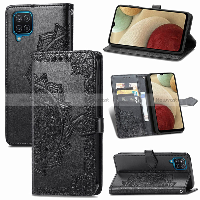 Leather Case Stands Fashionable Pattern Flip Cover Holder for Samsung Galaxy A12 Nacho