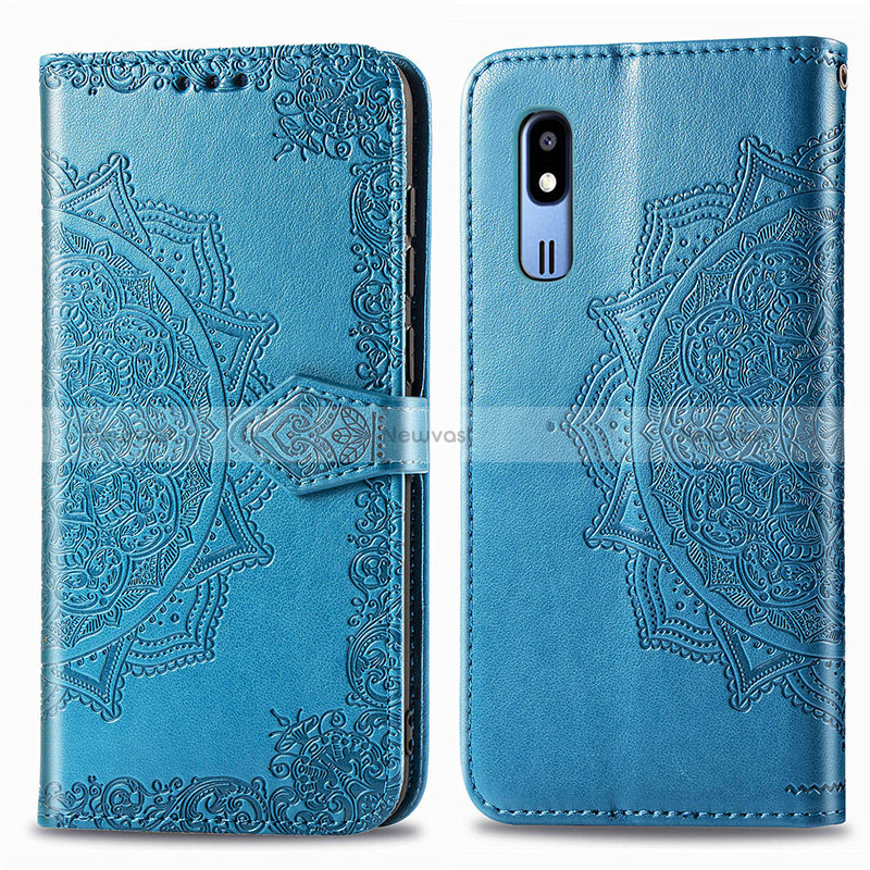 Leather Case Stands Fashionable Pattern Flip Cover Holder for Samsung Galaxy A2 Core A260F A260G Blue