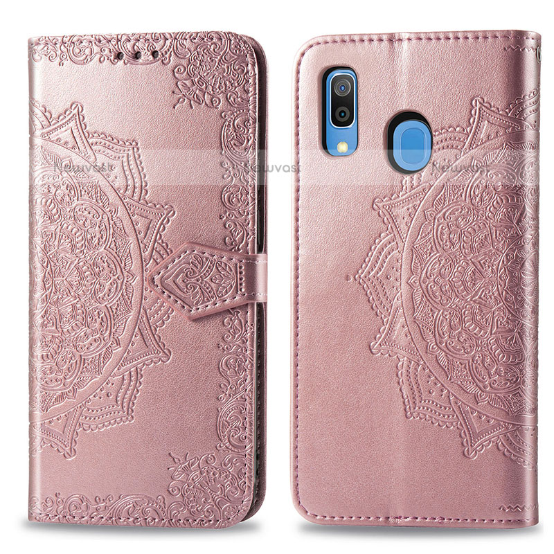 Leather Case Stands Fashionable Pattern Flip Cover Holder for Samsung Galaxy A20