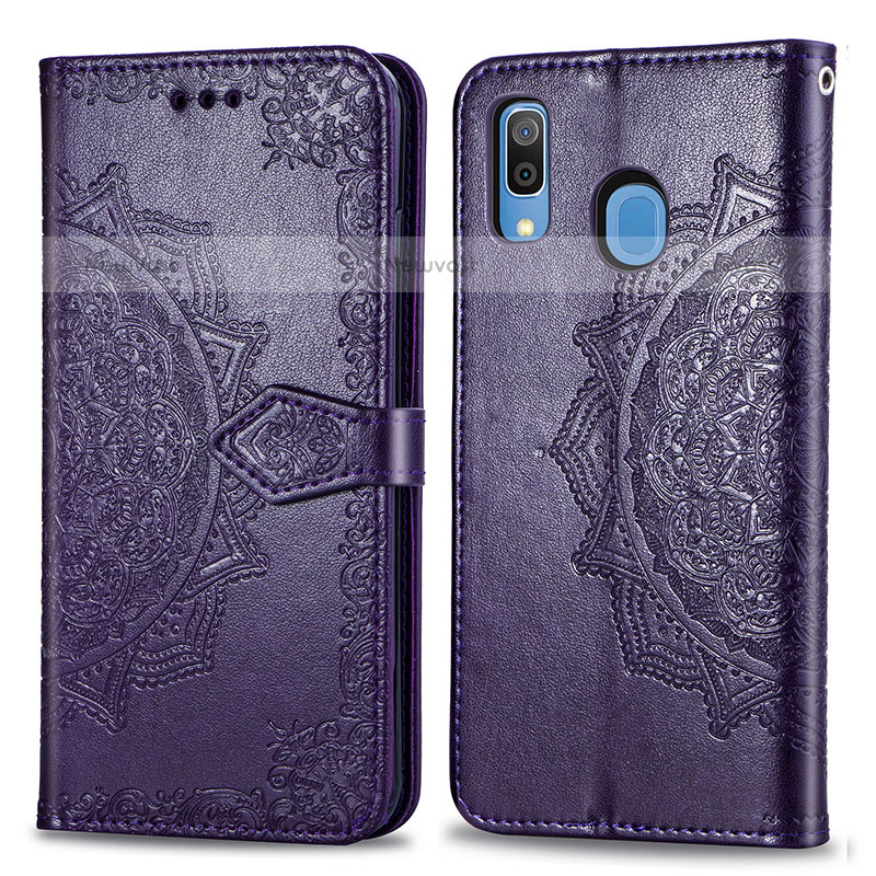 Leather Case Stands Fashionable Pattern Flip Cover Holder for Samsung Galaxy A20