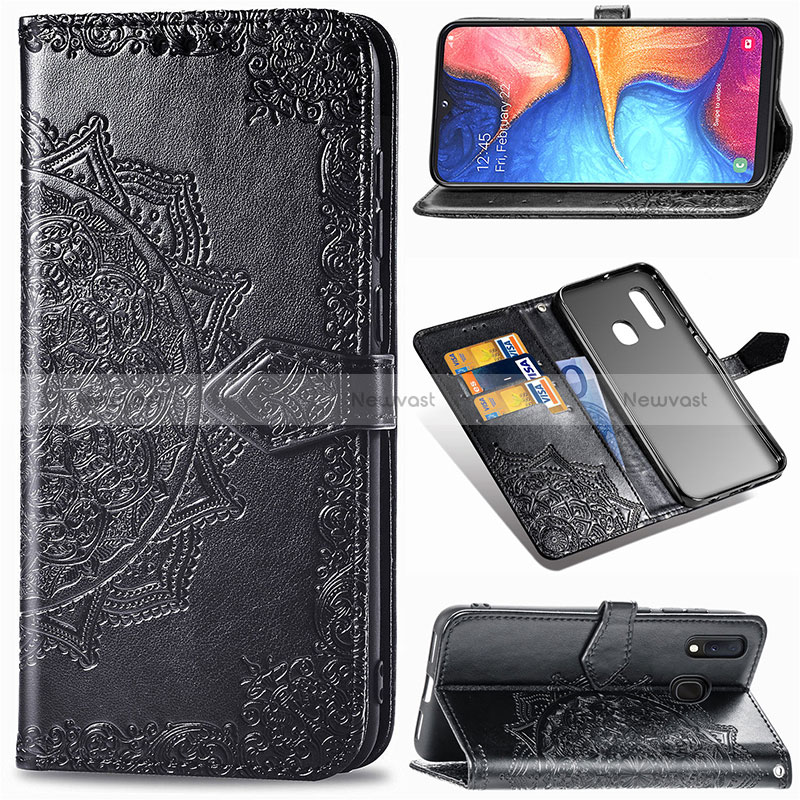 Leather Case Stands Fashionable Pattern Flip Cover Holder for Samsung Galaxy A20e