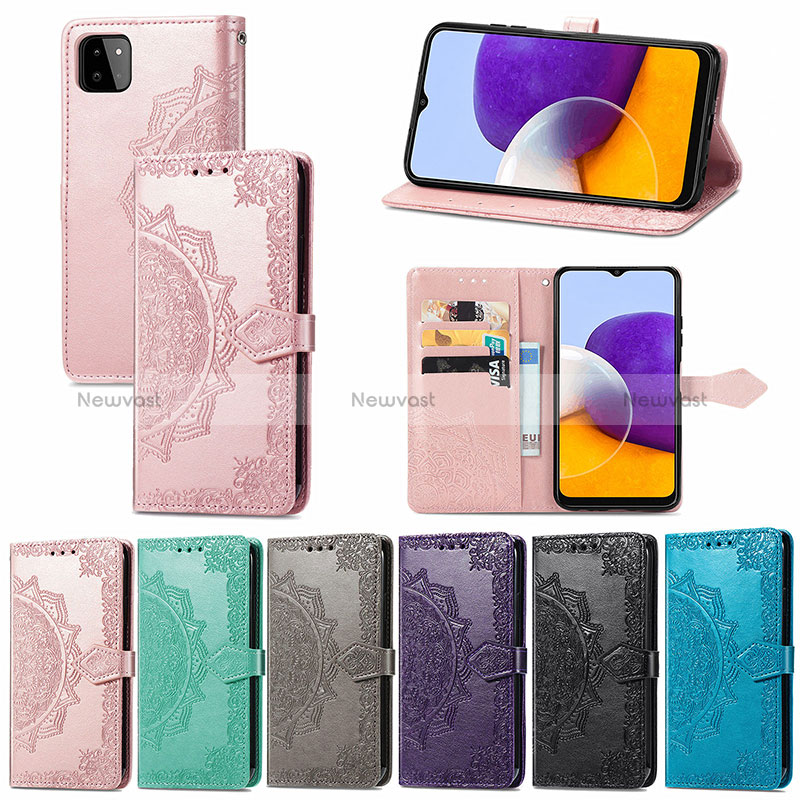 Leather Case Stands Fashionable Pattern Flip Cover Holder for Samsung Galaxy A22s 5G