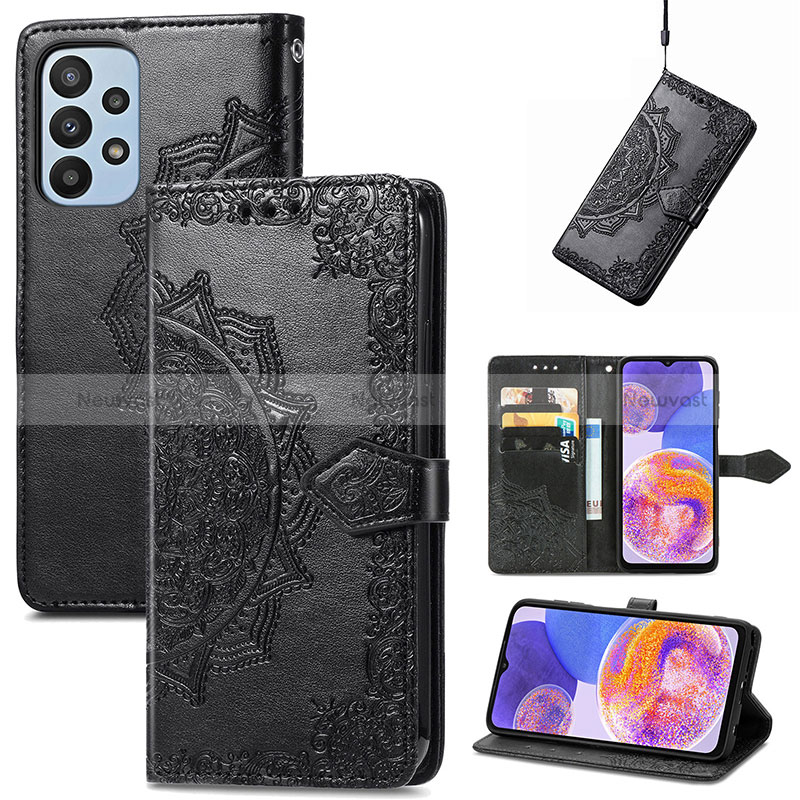 Leather Case Stands Fashionable Pattern Flip Cover Holder for Samsung Galaxy A23 4G