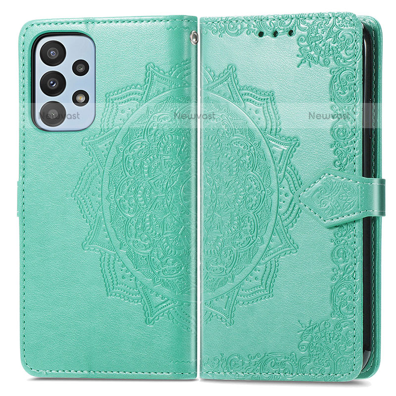 Leather Case Stands Fashionable Pattern Flip Cover Holder for Samsung Galaxy A23 5G