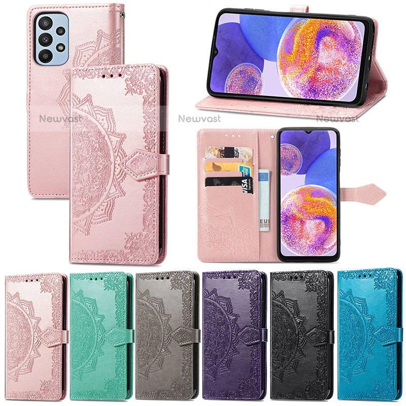 Leather Case Stands Fashionable Pattern Flip Cover Holder for Samsung Galaxy A23 5G