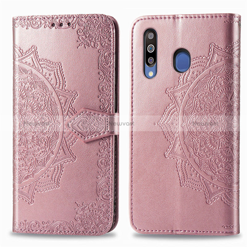 Leather Case Stands Fashionable Pattern Flip Cover Holder for Samsung Galaxy A40s Rose Gold