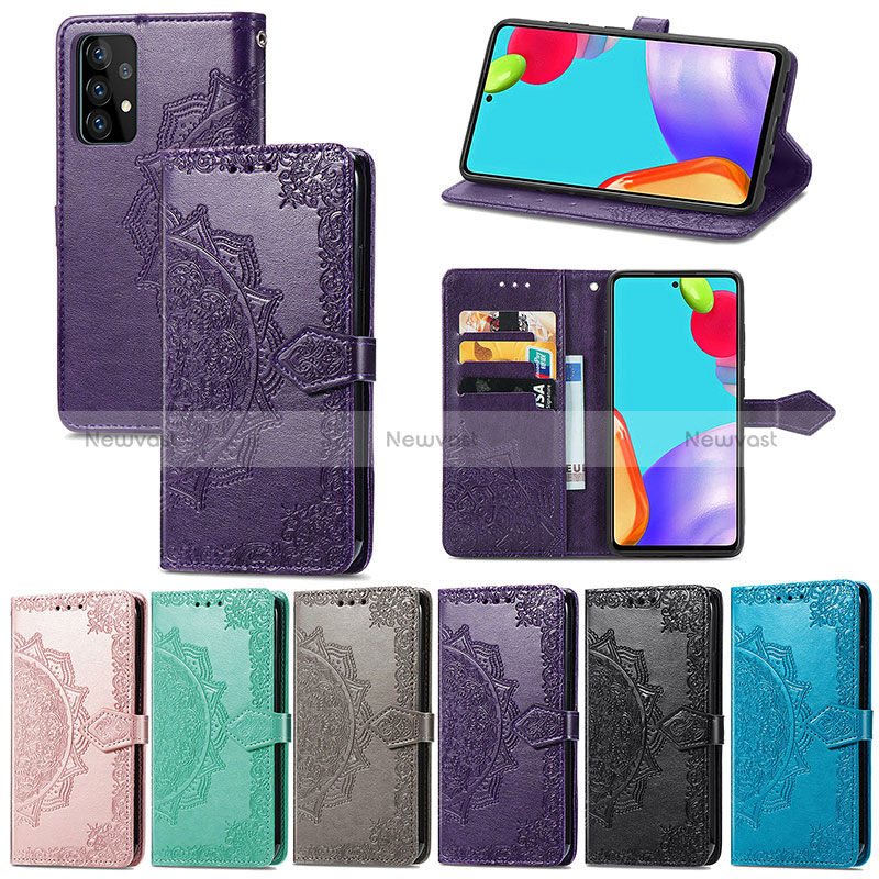 Leather Case Stands Fashionable Pattern Flip Cover Holder for Samsung Galaxy A52 4G