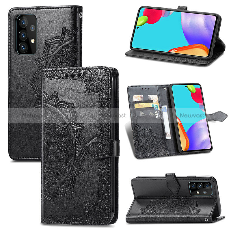 Leather Case Stands Fashionable Pattern Flip Cover Holder for Samsung Galaxy A52 4G