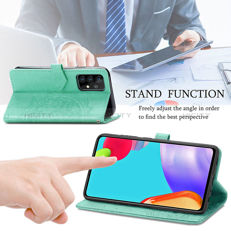 Leather Case Stands Fashionable Pattern Flip Cover Holder for Samsung Galaxy A72 4G