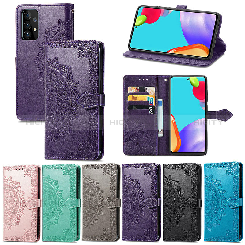 Leather Case Stands Fashionable Pattern Flip Cover Holder for Samsung Galaxy A72 4G