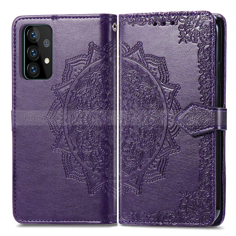 Leather Case Stands Fashionable Pattern Flip Cover Holder for Samsung Galaxy A72 5G