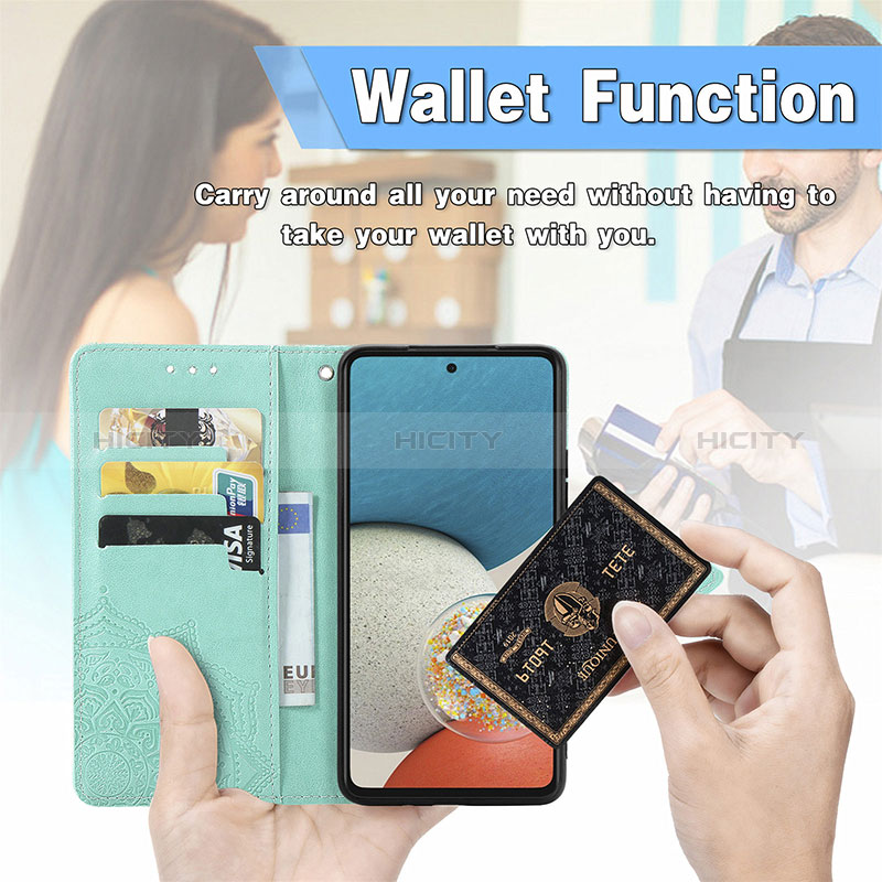 Leather Case Stands Fashionable Pattern Flip Cover Holder for Samsung Galaxy A73 5G