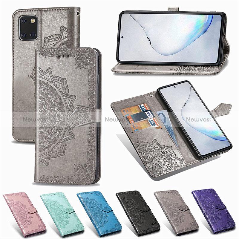 Leather Case Stands Fashionable Pattern Flip Cover Holder for Samsung Galaxy A81