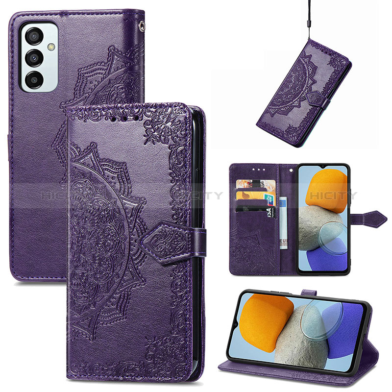 Leather Case Stands Fashionable Pattern Flip Cover Holder for Samsung Galaxy F23 5G