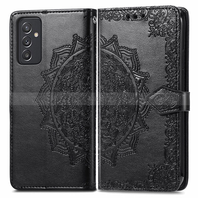 Leather Case Stands Fashionable Pattern Flip Cover Holder for Samsung Galaxy F34 5G Black