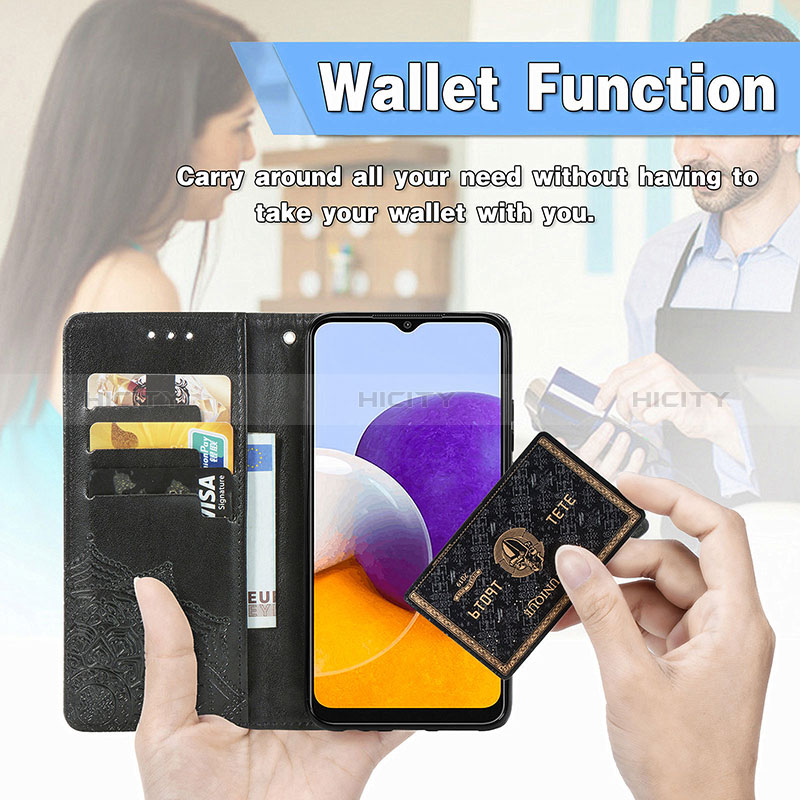 Leather Case Stands Fashionable Pattern Flip Cover Holder for Samsung Galaxy F42 5G