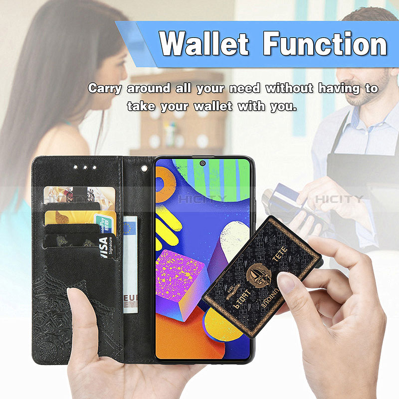 Leather Case Stands Fashionable Pattern Flip Cover Holder for Samsung Galaxy F62 5G