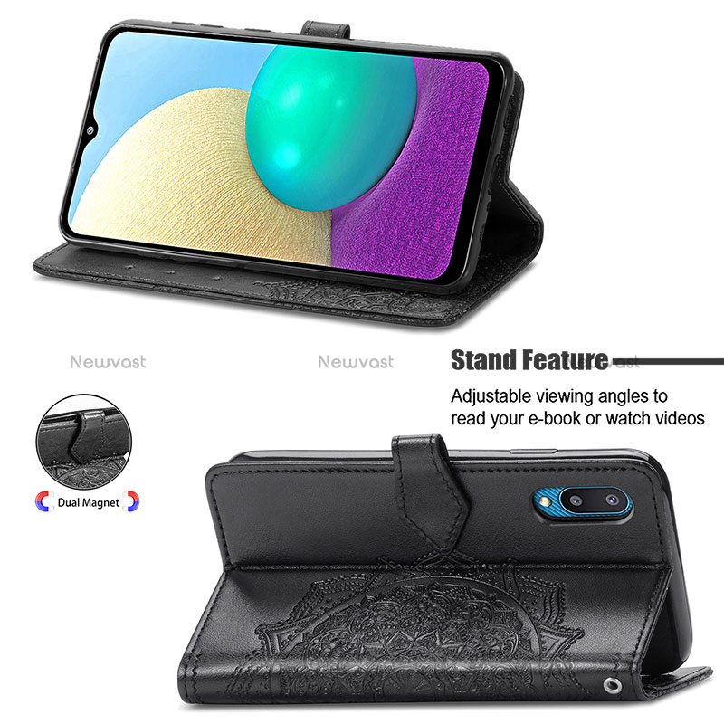 Leather Case Stands Fashionable Pattern Flip Cover Holder for Samsung Galaxy M02