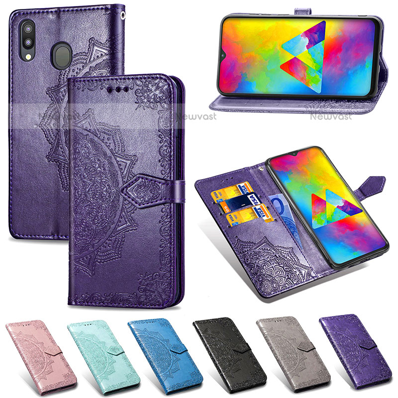 Leather Case Stands Fashionable Pattern Flip Cover Holder for Samsung Galaxy M20