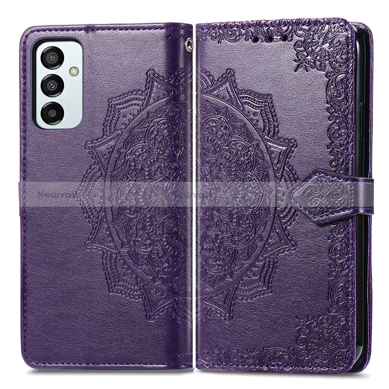 Leather Case Stands Fashionable Pattern Flip Cover Holder for Samsung Galaxy M23 5G