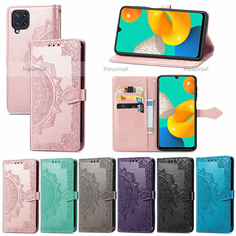 Leather Case Stands Fashionable Pattern Flip Cover Holder for Samsung Galaxy M32 4G