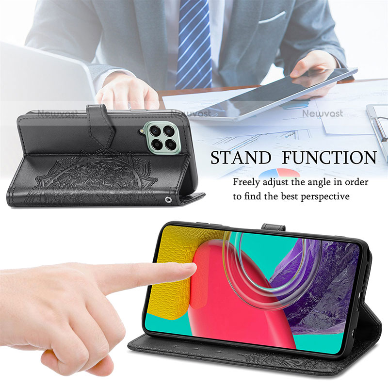 Leather Case Stands Fashionable Pattern Flip Cover Holder for Samsung Galaxy M53 5G