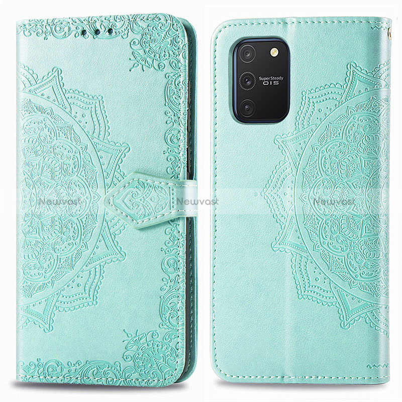 Leather Case Stands Fashionable Pattern Flip Cover Holder for Samsung Galaxy S10 Lite Green