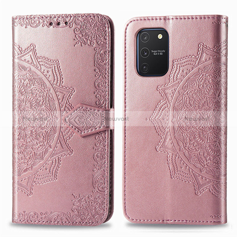 Leather Case Stands Fashionable Pattern Flip Cover Holder for Samsung Galaxy S10 Lite Rose Gold