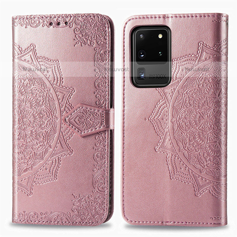 Leather Case Stands Fashionable Pattern Flip Cover Holder for Samsung Galaxy S20 Ultra 5G