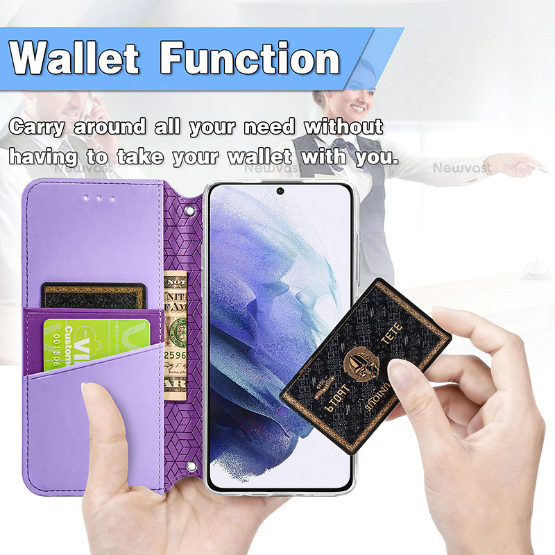 Leather Case Stands Fashionable Pattern Flip Cover Holder for Samsung Galaxy S21 Plus 5G