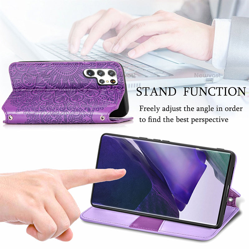 Leather Case Stands Fashionable Pattern Flip Cover Holder for Samsung Galaxy S22 Ultra 5G