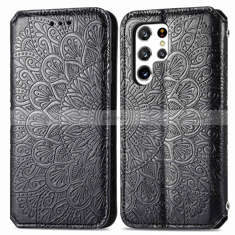 Leather Case Stands Fashionable Pattern Flip Cover Holder for Samsung Galaxy S24 Ultra 5G