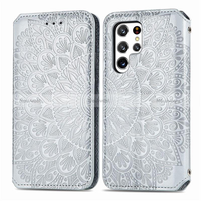 Leather Case Stands Fashionable Pattern Flip Cover Holder for Samsung Galaxy S24 Ultra 5G