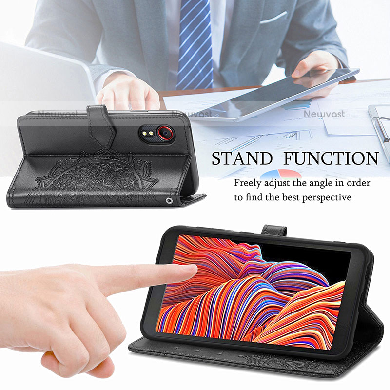 Leather Case Stands Fashionable Pattern Flip Cover Holder for Samsung Galaxy XCover 5 SM-G525F