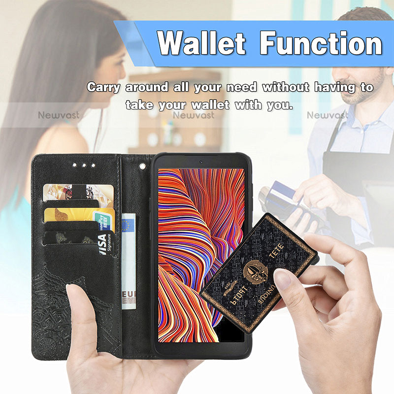 Leather Case Stands Fashionable Pattern Flip Cover Holder for Samsung Galaxy XCover 5 SM-G525F