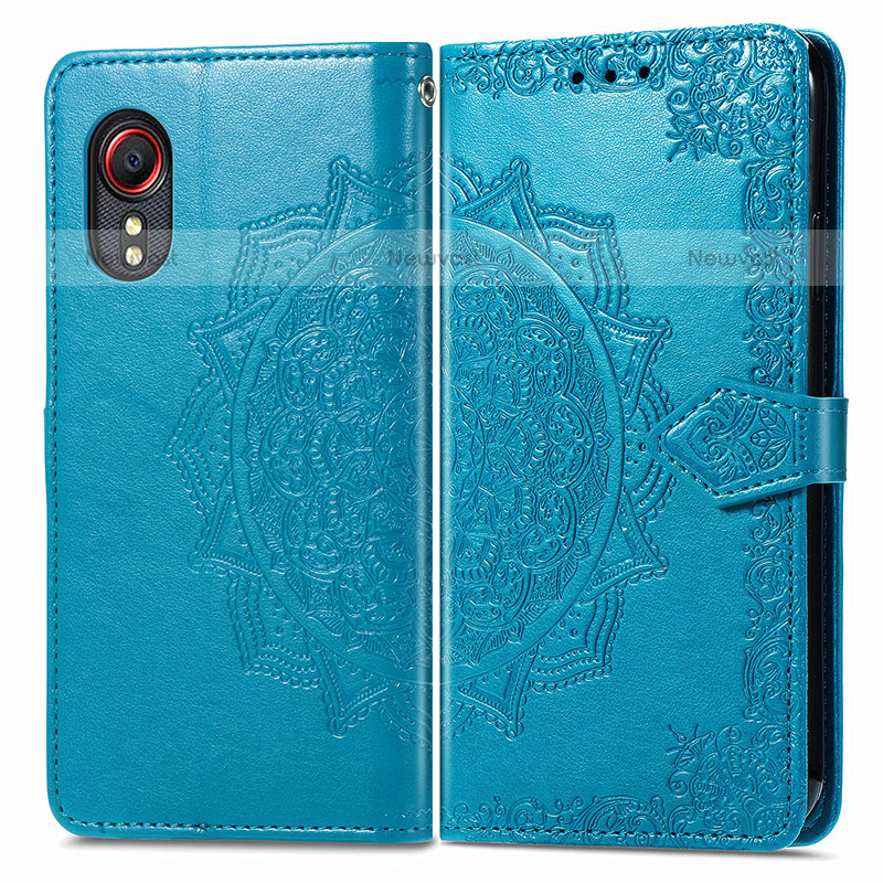 Leather Case Stands Fashionable Pattern Flip Cover Holder for Samsung Galaxy XCover 5 SM-G525F Blue