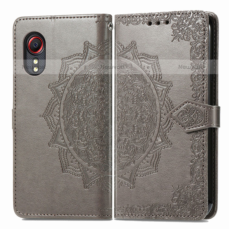 Leather Case Stands Fashionable Pattern Flip Cover Holder for Samsung Galaxy XCover 5 SM-G525F Gray