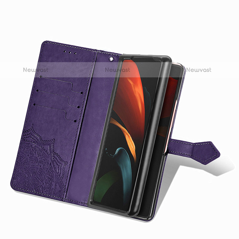 Leather Case Stands Fashionable Pattern Flip Cover Holder for Samsung Galaxy Z Fold3 5G