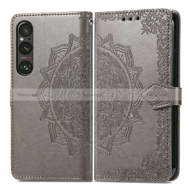 Leather Case Stands Fashionable Pattern Flip Cover Holder for Sony Xperia 1 V