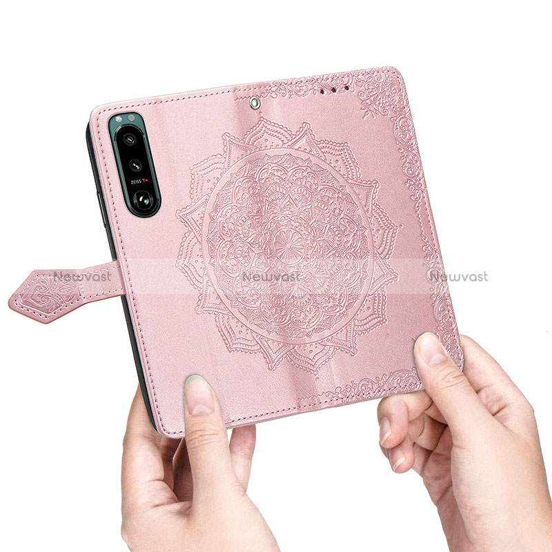 Leather Case Stands Fashionable Pattern Flip Cover Holder for Sony Xperia 5 III