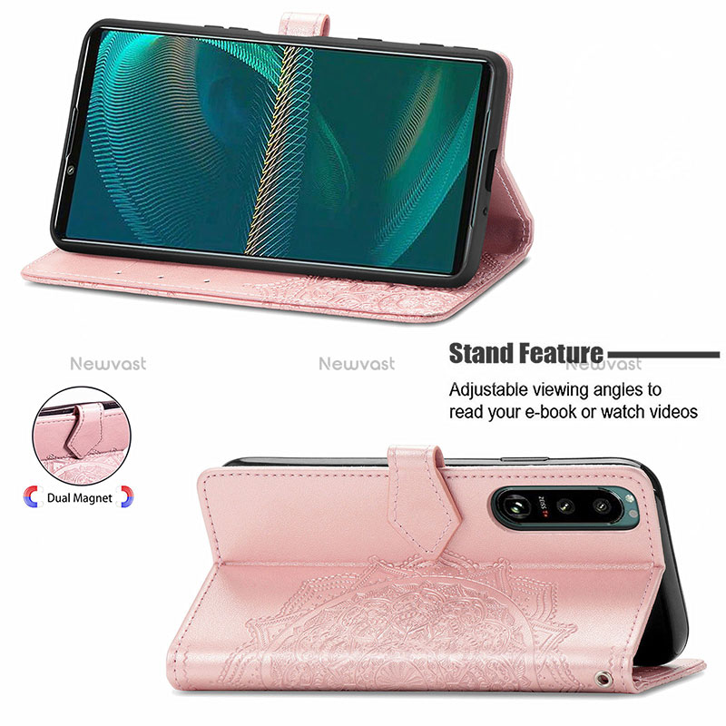 Leather Case Stands Fashionable Pattern Flip Cover Holder for Sony Xperia 5 III SO-53B