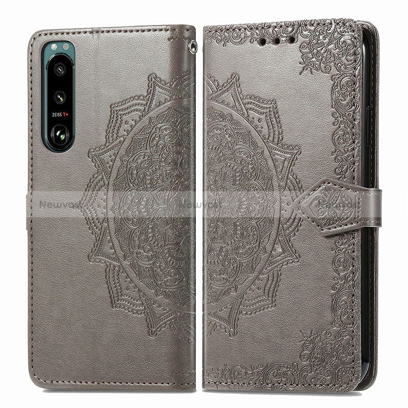 Leather Case Stands Fashionable Pattern Flip Cover Holder for Sony Xperia 5 IV