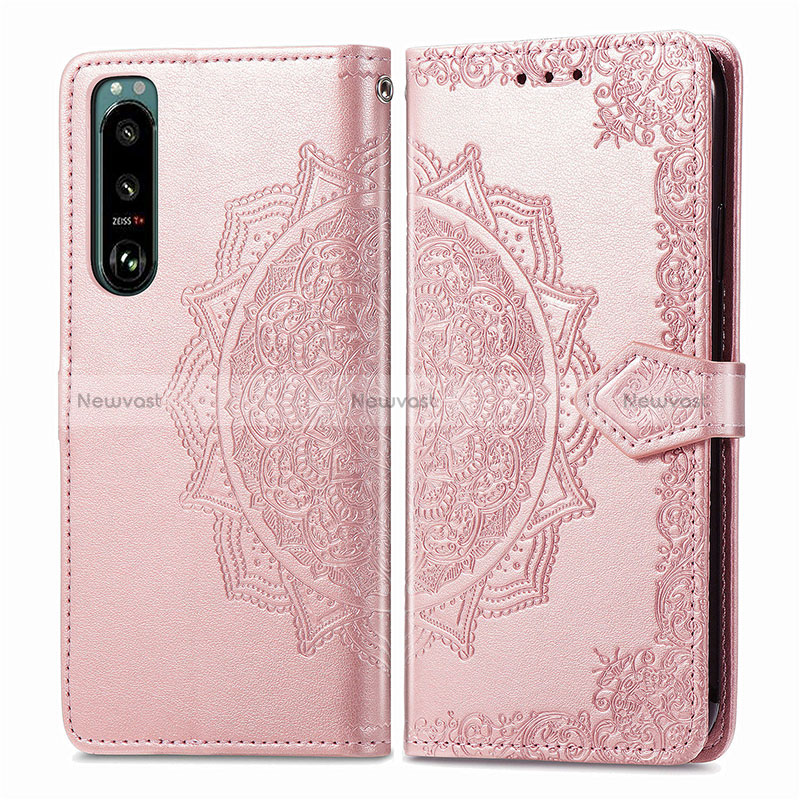 Leather Case Stands Fashionable Pattern Flip Cover Holder for Sony Xperia 5 IV