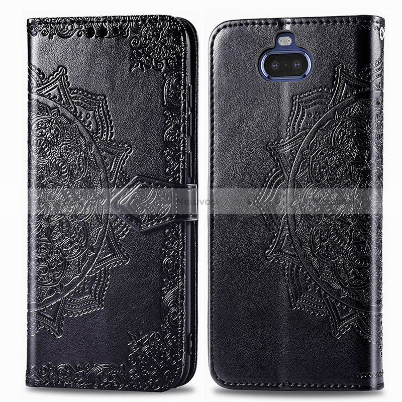 Leather Case Stands Fashionable Pattern Flip Cover Holder for Sony Xperia 8 Black