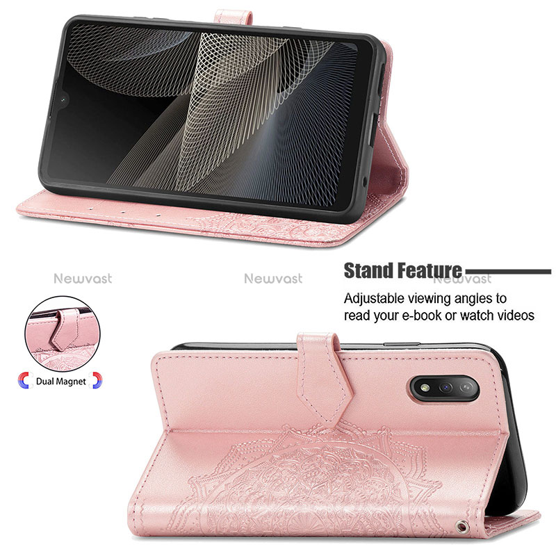 Leather Case Stands Fashionable Pattern Flip Cover Holder for Sony Xperia Ace II SO-41B