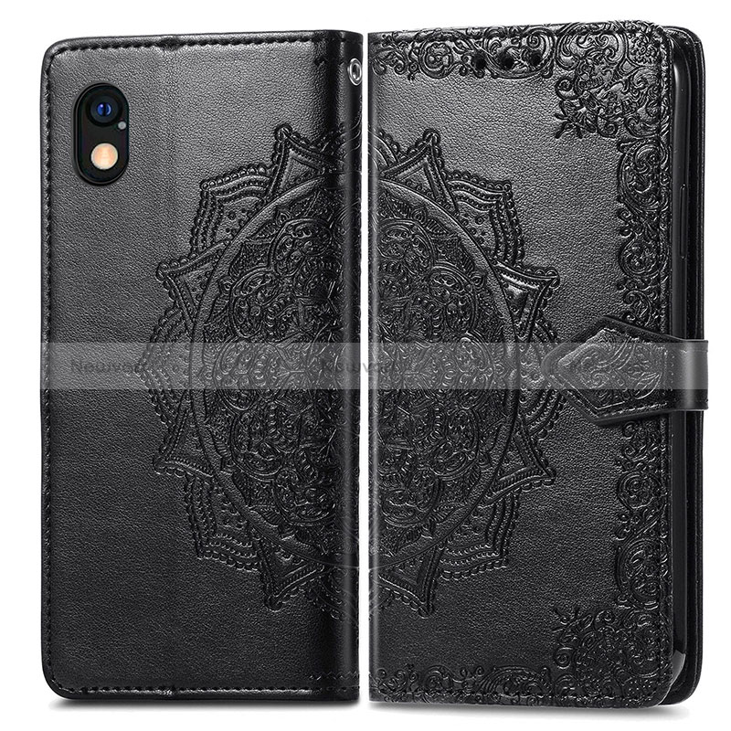 Leather Case Stands Fashionable Pattern Flip Cover Holder for Sony Xperia Ace III Black