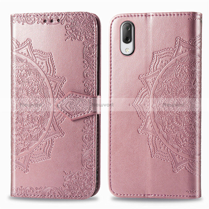 Leather Case Stands Fashionable Pattern Flip Cover Holder for Sony Xperia L3 Rose Gold