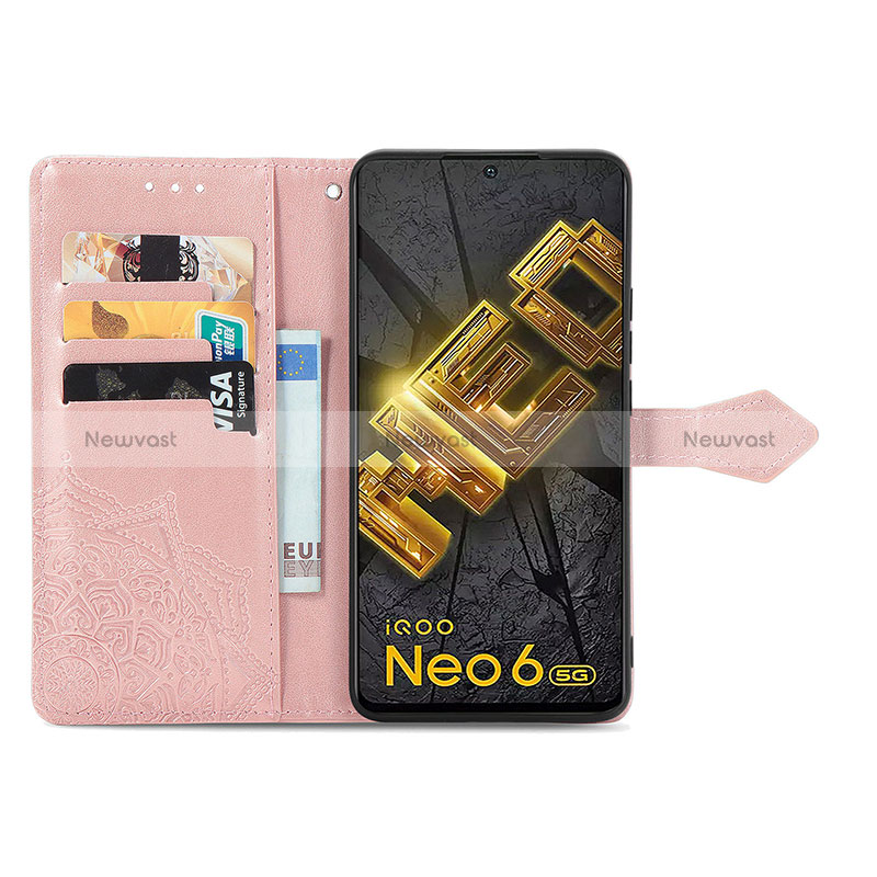 Leather Case Stands Fashionable Pattern Flip Cover Holder for Vivo iQOO Neo6 5G