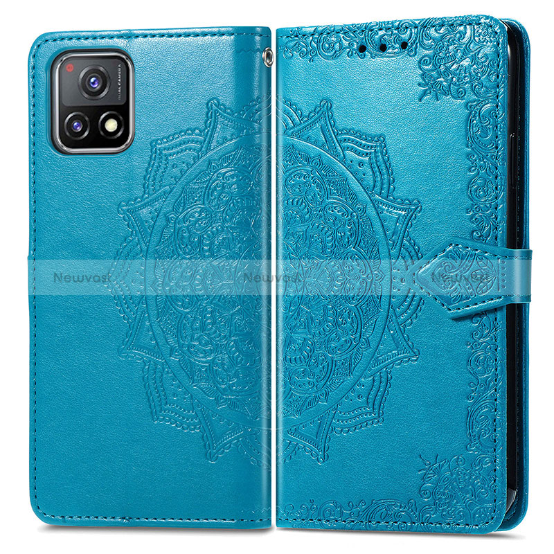 Leather Case Stands Fashionable Pattern Flip Cover Holder for Vivo iQOO U3 5G Blue